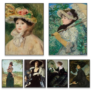 Классическая картина маслом, Викторианский портрет, женщина с зонтиком, плакат, Европейское искусство, холст, живопись, Ретро Галерея, Декор стен