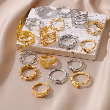 Кольца из нержавеющей стали 316L, кольца для женщин, водонепроницаемые, устойчивые к коррозии, не выцветают, кольца золотого цвета, пара ювелирных изделий anillos