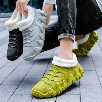 Новые мужские непромокаемые ботинки, модная индивидуальность, нескользящая водонепроницаемая непромокаемая обувь, Мужские износостойкие теплые бархатные ботинки Four Season