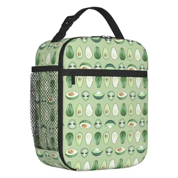 Термоизолированные сумки для ланча с рисунком авокадо и пришельцев, женская многоразовая сумка для ланча для кемпинга, путешествий, хранения продуктов, коробка для еды