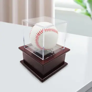 Дисплей для мячей с кронштейном Пылезащитная защита для хранения бейсбола Прозрачная витрина для коллекционных игрушек Официальный размер бейсбола