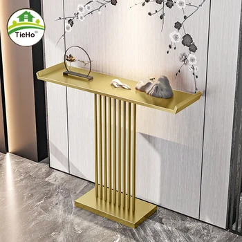 Свободно устанавливаемый металлический золотой консольный столик Современная железная веранда Длинный приставной столик Новая мебель для консольного стола в китайском стиле