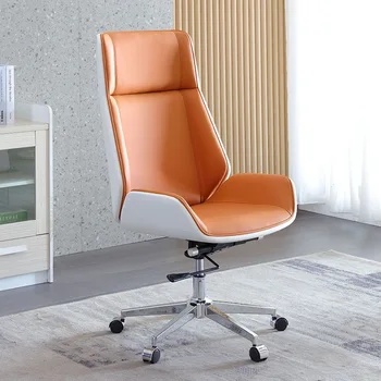Офисный компьютерный стул с высокой спинкой из гнутого дерева, поворотный Офисный компьютерный стул из микроволокнистой кожи, Минималистичный Офисный стол, Японская мебель FYH