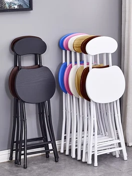Складной, табурет, спинка, переносная домашняя столовая, современный, простой, модный, креативный круглый табурет-стул