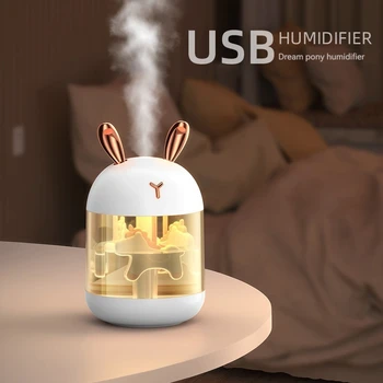 Новый милый кролик usb мини-увлажнитель воздуха для дома, бесшумный маленький настольный распылитель для спальни, креативный подарок для праздника 