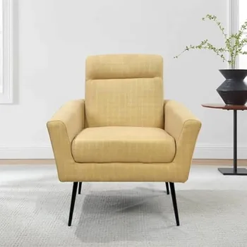 Кресло для гостиной, средневековое, современное, комфортное кресло для гостиной, кресло-акцент для читального зала, желтый