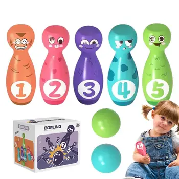 Набор для боулинга для детей, красочный детский набор для боулинга, игрушки для малышей с цифрами, Интерактивная игрушка для боулинга, обучающая игра