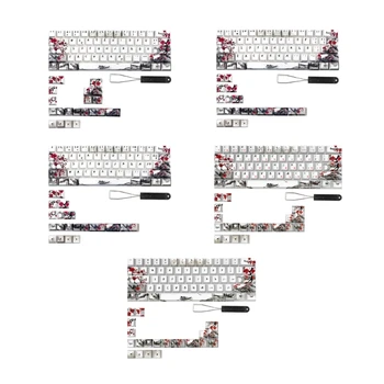 OFBK 80ШТ колпачки для клавиш PBT DyeSub Plum Blossom, совместимые с61/64/67/68 Клавиатурами