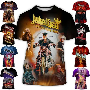 Летние Мужские и Женские Повседневные футболки Унисекс Judas Priest с 3D принтом, мужские Топы в стиле Хип-хоп с короткими рукавами и круглым вырезом