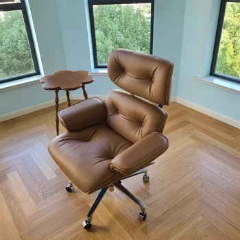 Компьютерное кресло для дома, современный минималистичный кожаный офисный подлокотник для кресла босса
