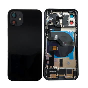 Корпус аккумулятора для iPhone 12 Полная сборка Задняя дверь Запасные части задней крышки синего или черного цвета