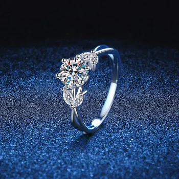 Кольцо с муассанитом D-цвета в 1 карат, серебро S925 пробы, роскошные женские украшения для помолвки и свадьбы