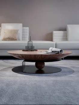 Итальянский минималистичный журнальный столик, современный минималистичный размер, дизайнерский круглый журнальный столик из орехового дерева