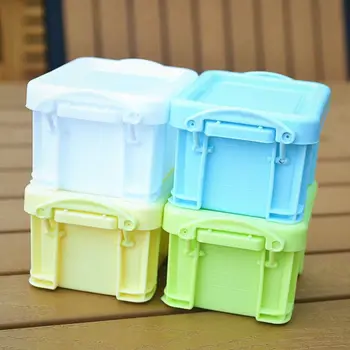 Многофункциональная мини-коробка для хранения с пряжкой, минимализм ярких цветов, Мини-контейнер для хранения, Пластиковый Настольный органайзер, Коробка для всякой всячины