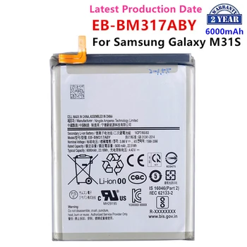 Совершенно новый EB-BM317ABY, сменный аккумулятор емкостью 6000 мАч для Samsung Galaxy M31S, аккумуляторы для мобильных телефонов M317
