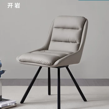 минималистичные, высококачественные, вращающиеся обеденные стулья, итальянский дизайнер, серые кожаные кресла, обеденные столы, стулья для домашнего использования