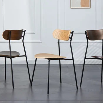 Современные простые железные обеденные стулья кафе ретро стул со спинкой современный простой ореховый скандинавский стул Стулья для столовой