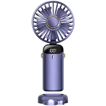 Ручной вентилятор Портативный вентилятор с аккумулятором 5000 мАч, 5 скоростей со светодиодным дисплеем, регулировка на 90 °