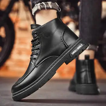 Мужские осенние брезентовые рабочие ботинки с высоким берцем, мужские модные повседневные мотоботы, спортивные ботинки увеличенного размера, новинка 2023 года.