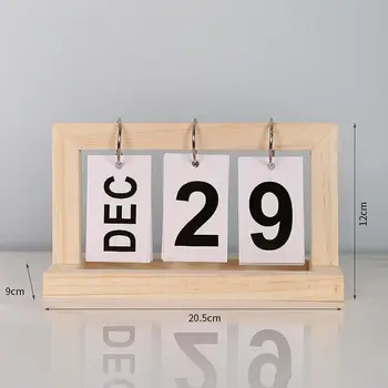 Деревянный Вечный календарь с отображением месяца и даты, расписание на рабочем столе, ежедневник, Деревянный Перекидной календарь, декор для домашнего офиса