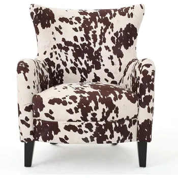 Клубное кресло Christopher Knight Home Arabella Classic Velvet, молочная корова / темно-коричневый 30D x 30,25W x 36,25H in