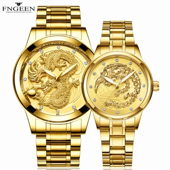Модные ультратонкие Новые Золотые Мужские часы, лучший бренд, Роскошные Кварцевые часы с Китайским драконом, Деловые Мужские часы из нержавеющей стали S666