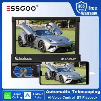 ESSGOO 7-Дюймовый Электрический Телескопический Автомобильный Радиоприемник Carplay 1 Din MP5 Видеоплеер Apple Carplay Android Auto MirrorLink FM-автомагнитола