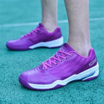 Профессиональная брендовая фиолетовая женская обувь для бадминтона, Дышащая тренировочная мужская спортивная обувь для тенниса, нескользящая волейбольная обувь для мужчин