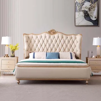 Эстетичная Супружеская кровать Европейского размера King Size, многофункциональная кровать для спальни, Роскошная Деревянная мебель Camas De Casal De Luxo