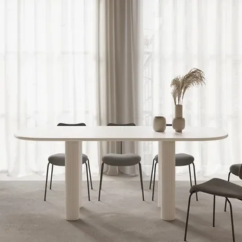 ATUNUS Модный скандинавский современный Элегантный Белый овальный обеденный стол на 6 мест для кухонной мебели для столовой