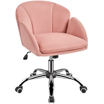 Современное бархатное рабочее кресло на колесиках для домашнего офиса, розовое игровое кресло Компьютерное кресло