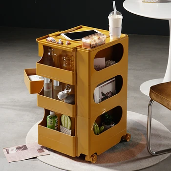 Дизайнерские тумбочки для мебели спальни, шкаф для хранения в кафе, Вращающаяся прикроватная тумбочка из скандинавского пластика на колесиках в общежитии