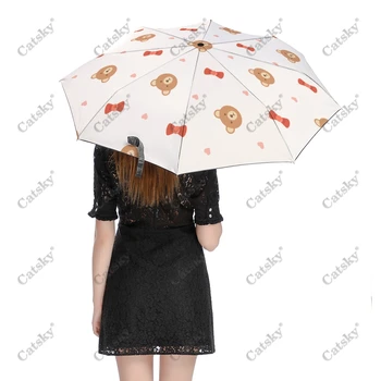 Складной зонт с рисунком медведя, автоматический зонт для путешествий, открывающийся и закрывающийся, Компактные легкие ветрозащитные зонты