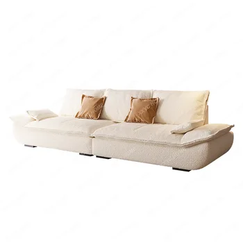 Парусный диван из овечьей шерсти, современная минималистичная гостиная в маленькой квартире в кремовом стиле, прямой диван из скандинавской пуховой ткани