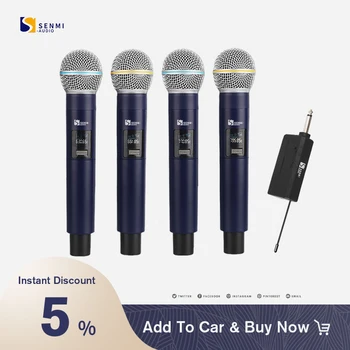 Senmi Z8 4-канальный беспроводной ручной микрофон Со светодиодным дисплеем для семейного караоке