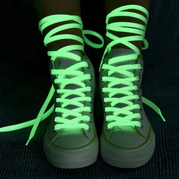 Шнурки унисекс 1 пара, 6 цветов, светящиеся шнурки на плоской подошве, подходят для любой обуви, Флуоресцентные шнурки, вечерние посиделки, Ночная пробежка