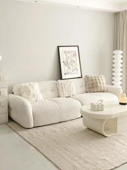 Итальянский минималистичный диван cloud, современный минималистичный небольшой гарнитур, гостиная в кремовом стиле, тканевое искусство для трех человек