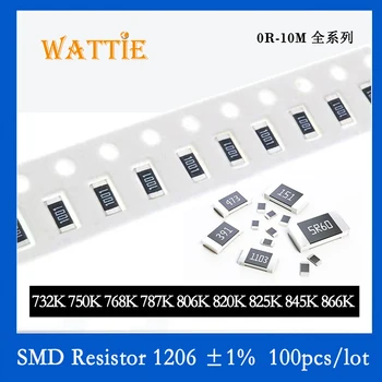 SMD резистор 1206 1% 732K 750K 768K 787K 806K 820K 825K 845K 866K 100 шт./лот микросхемные резисторы 1/4 Вт 3,2 мм*1,6 мм