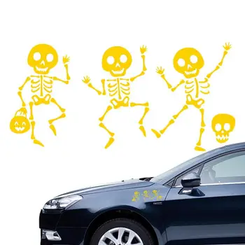 Наклейки со скелетом и черепом, наклейка с черепом на Хэллоуин для автомобиля, Светоотражающая наклейка на бампер автомобиля, ноутбука, стены, окна, внедорожника, грузовика