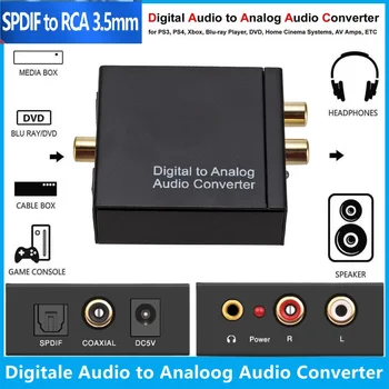 Цифроаналоговый Аудиопреобразователь DAC Amp RCA 3,5 мм в Адаптер Toslink/SPDIF для Систем Домашнего Кинотеатра Apple TV PS4DVD С Наушниками