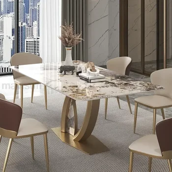Кухонный остров, Мраморный прямоугольный стол, Обеденный набор на заказ, 4 стула, роскошный дизайн, Современная высококачественная консоль, бытовая мебель
