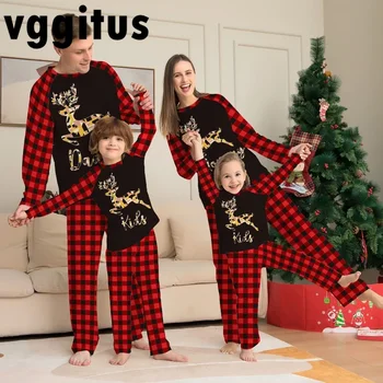Весенне-осенние одинаковые пижамы для семьи, Рождественский домашний костюм в стиле пэчворк с рисунком из мультфильма, свободный комплект пижам для семьи из пяти человек H032