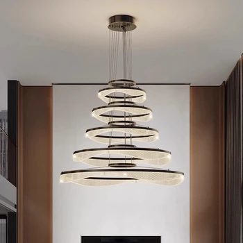 Современная лестничная люстра Nordic Light роскошные простые потолочные светильники подвесной светильник светодиодные люстры для гостиной с внутренним освещением
