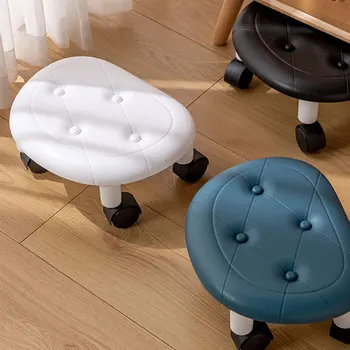 Передвижной Низкий Табурет для гостиной, Бесшумное Универсальное колесо, Вращающееся на 360 ° Сиденье, Пластиковый Переносной стул для пикника на открытом воздухе, детский стул для детей