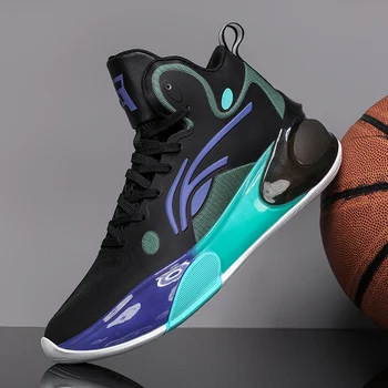 Новые баскетбольные кроссовки 2023 года, мужские модные спортивные баскетбольные кроссовки, дышащие уличные кроссовки, нескользящие высокие кроссовки