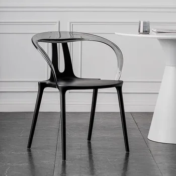 Черный обеденный стул в скандинавском стиле, акриловые современные стулья для гостиной на террасе С высокой спинкой, кухонная мебель Stuhle Esszimmer A1
