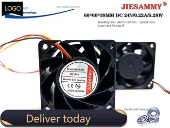 Новый Jiesammy 6038 6 см Двойной Шар 24v0.22a Функция измерения скорости Сигнализации Преобразование частоты Охлаждающий Вентилятор 60*60*38 мм