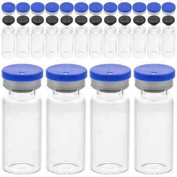 Мини-Стеклянные Флаконы для воды 20 Упаковок 10 мл Прозрачные Колпачки для пробников с плоским Дном Лабораторный Химический Флакон для образцов Прозрачный