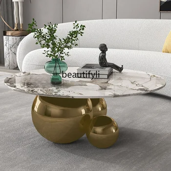 Современный легкий роскошный журнальный столик особой формы В простой маленькой квартире, Итальянский чайный столик в гостиной из нержавеющей стали