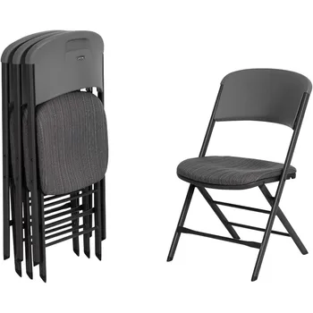 СРОК СЛУЖБЫ 480426 Складной стул коммерческого класса (4 упаковки), городской серый, Эргономичный офисный стул